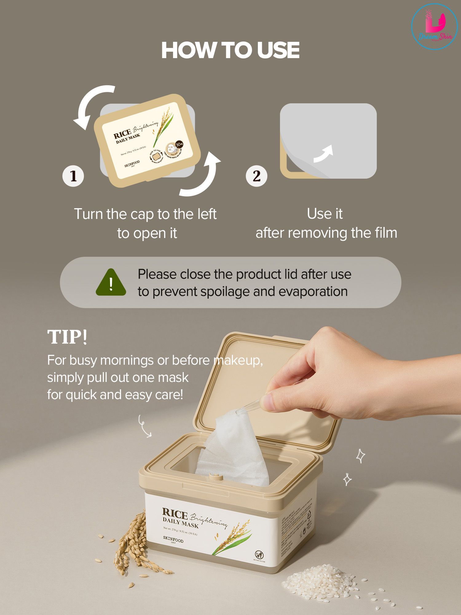 Skinfood Rice Brightening Daily Mask [30 sheets] 
